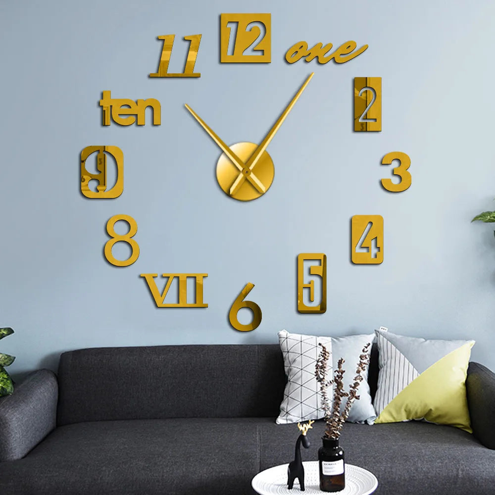 Clock with Decorative Wall Roman Numerals for Silent Quartz Clock for Modern Interiors