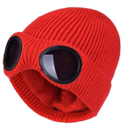 Glasses with Knitted Winter Beanie with Lens for Warm Unisex Beanie for Cold and Windy Days