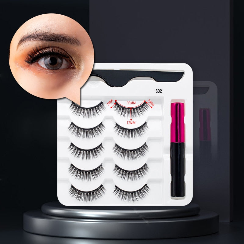 Magnetic False Eyelashes with Eyeliner with Trending Lash Set for a Quick Glam Look