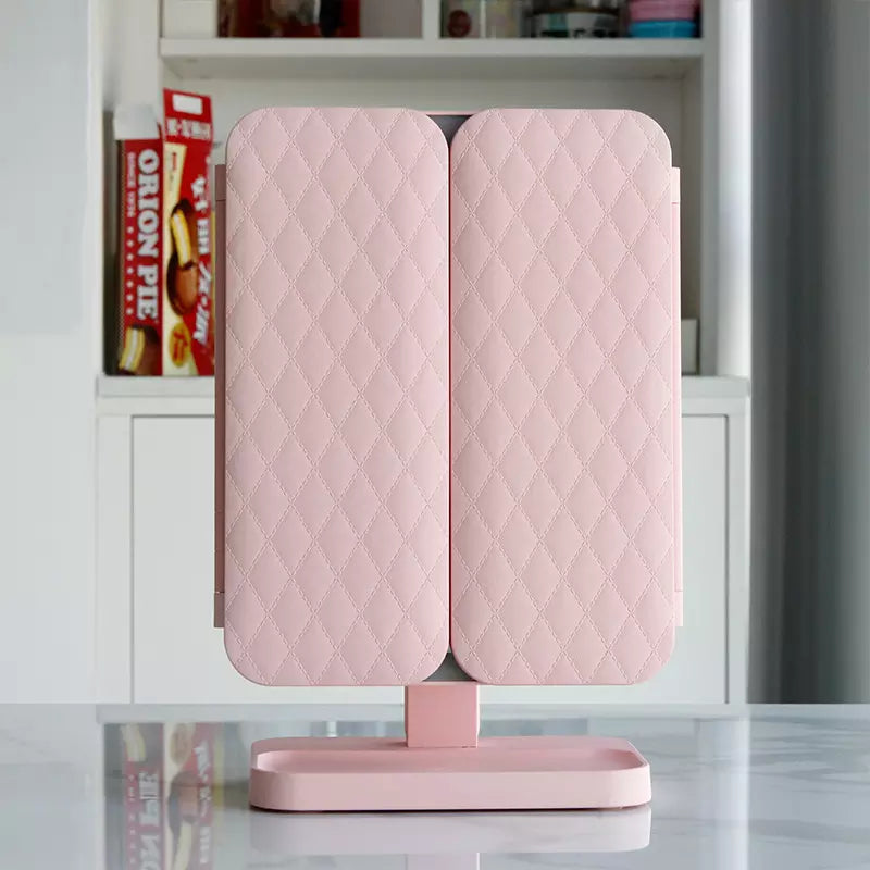 Mirror with Lumière Makeup LED Lighting for Adjustable Magnification and Stylish Storage