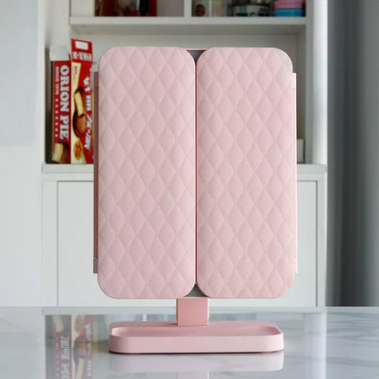 Mirror with Lumière Makeup LED Lighting for Adjustable Magnification and Stylish Storage