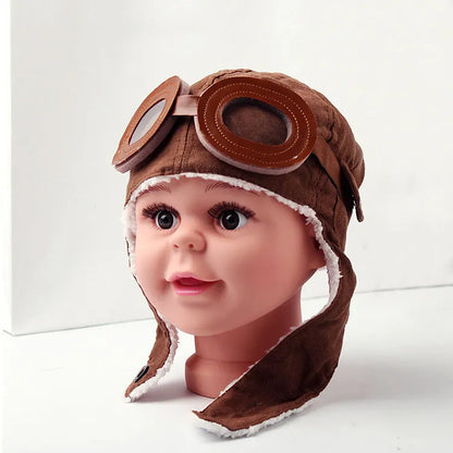 Pilot Hat for Children for Warm Hat with Leather Goggles for 3 Months to 5 Years