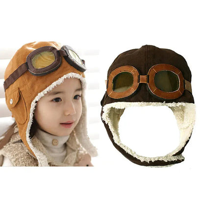 Pilot Hat for Children for Warm Hat with Leather Goggles for 3 Months to 5 Years