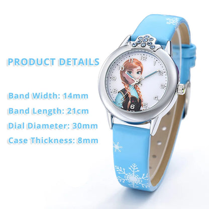 Watch with Frozen Princess Elsa Design for Kids with Leather Band and Magical Design