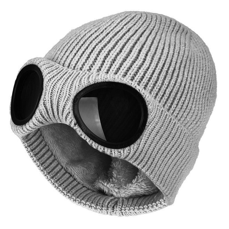 Glasses with Knitted Winter Beanie with Lens for Warm Unisex Beanie for Cold and Windy Days