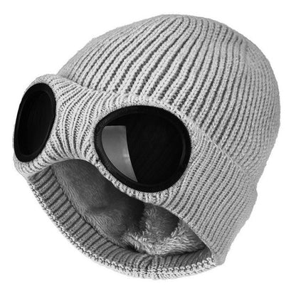 Glasses with Knitted Winter Beanie with Lens for Warm Unisex Beanie for Cold and Windy Days
