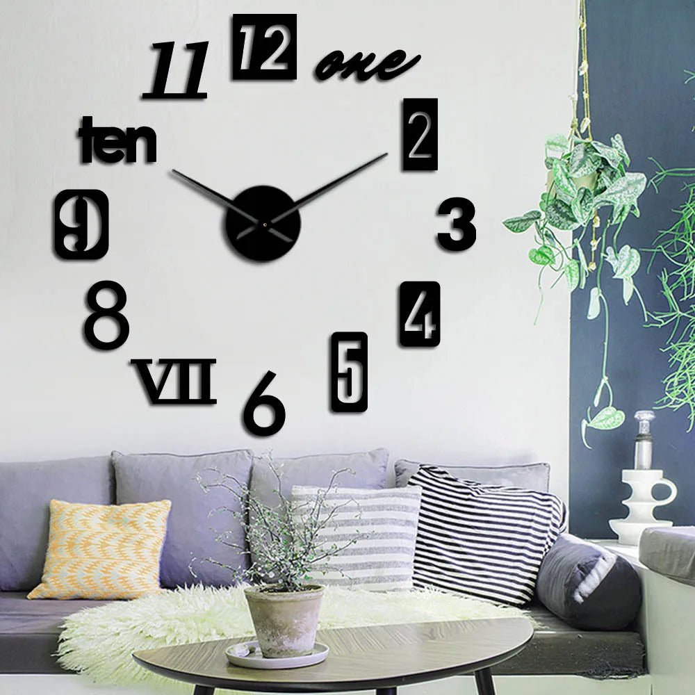 Clock with Decorative Wall Roman Numerals for Silent Quartz Clock for Modern Interiors
