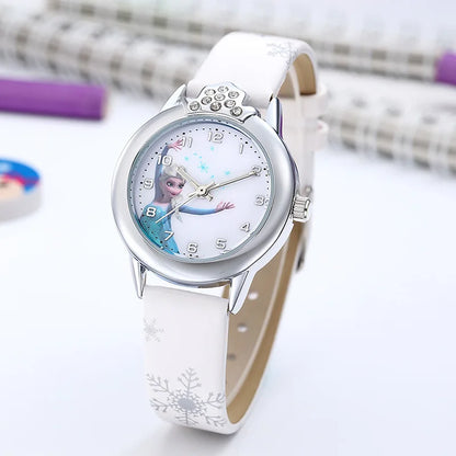 Watch with Frozen Princess Elsa Design for Kids with Leather Band and Magical Design