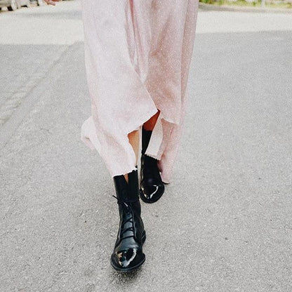 Boots with Ladies' Leather Ankle Lace-Up for Timeless and Comfortable