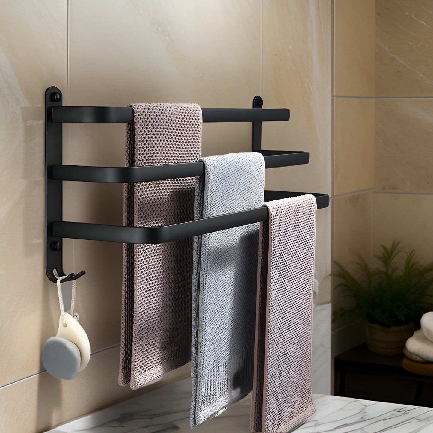 Holder with Modern Aluminium Towel 3 Layers for Bathroom and Space-Saving Use