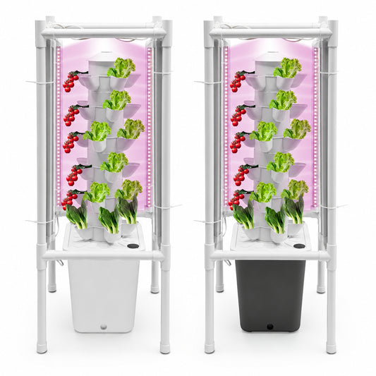 6-tier hydroponic tower growing system with LED and 30 planting holes