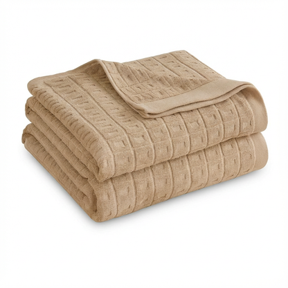Blanket with Cotton Waffle Design for Summer for Light Bedspread and Throw
