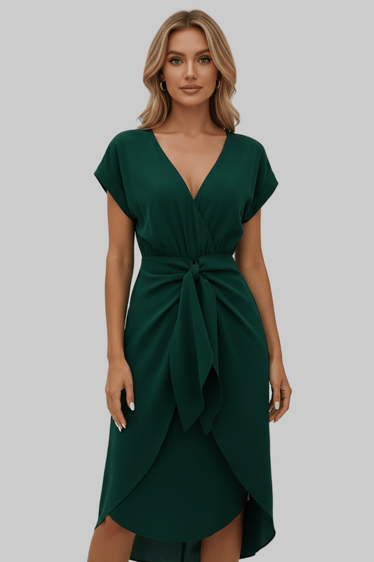 wrap midi dress