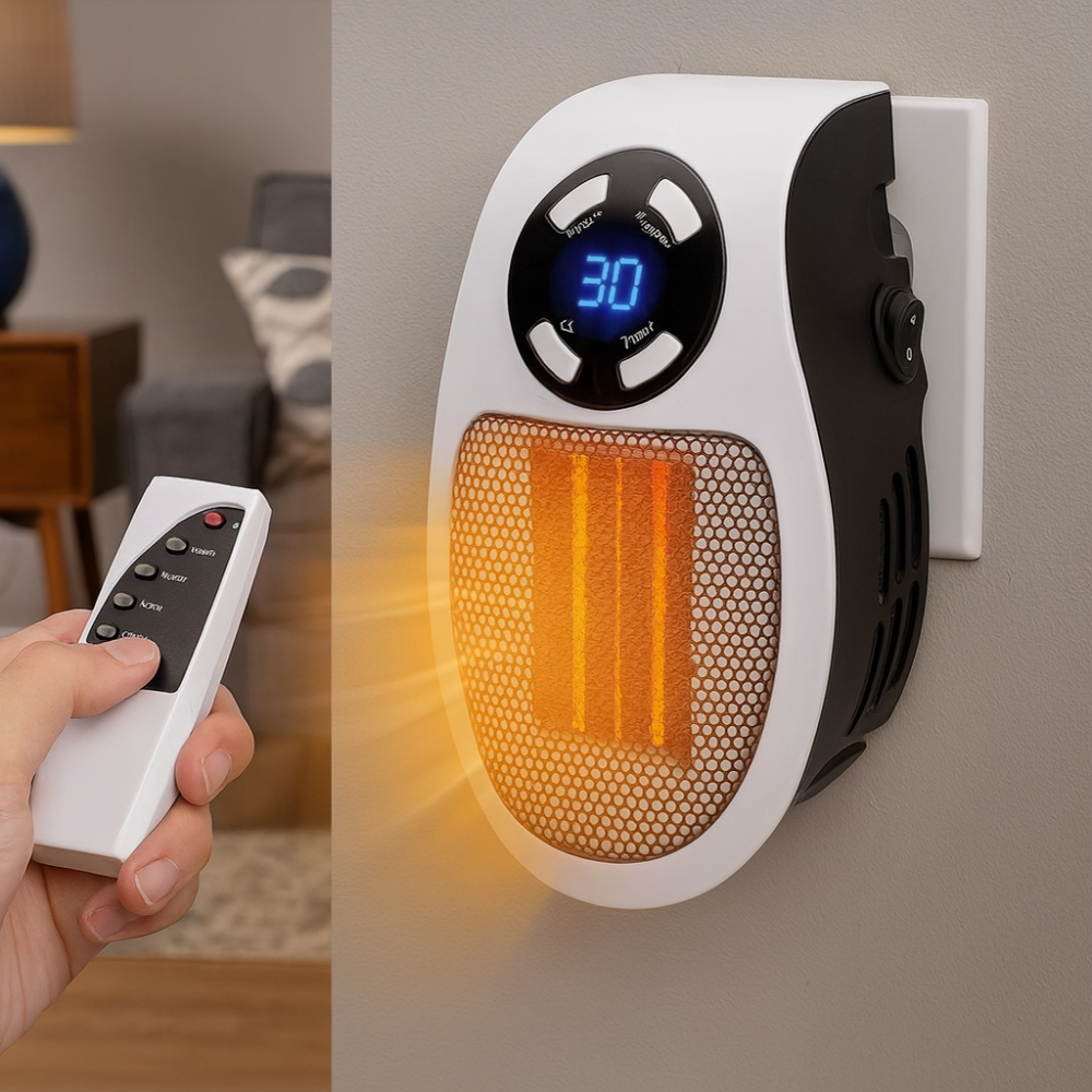 Compact Electric Wall Heater with Remote Control for Energy Efficient and Comfortable
