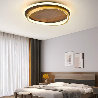 Light with Modern Ceiling LED Ring and Wood Effect Design for Atmospheric Lighting