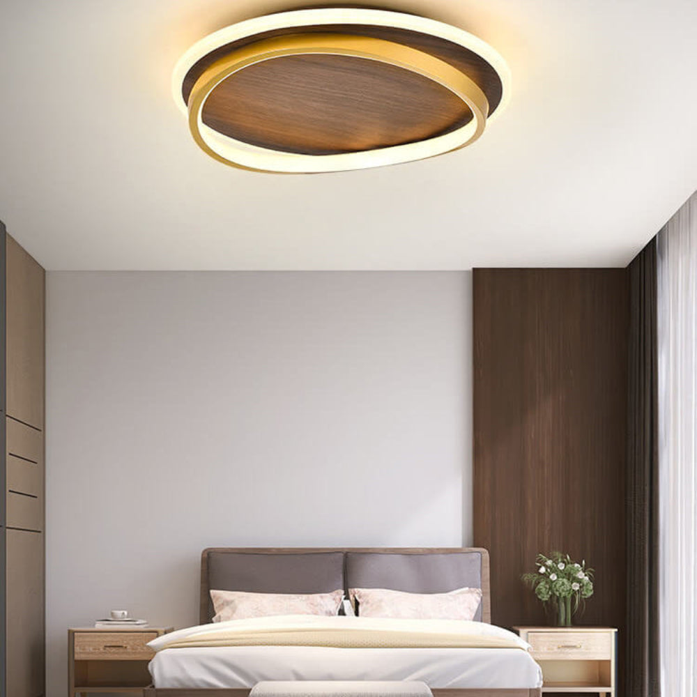 Light with Modern Ceiling LED Ring and Wood Effect Design for Atmospheric Lighting