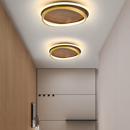 Light with Modern Ceiling LED Ring and Wood Effect Design for Atmospheric Lighting