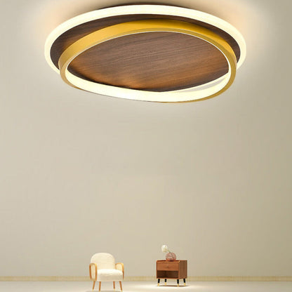 Light with Modern Ceiling LED Ring and Wood Effect Design for Atmospheric Lighting