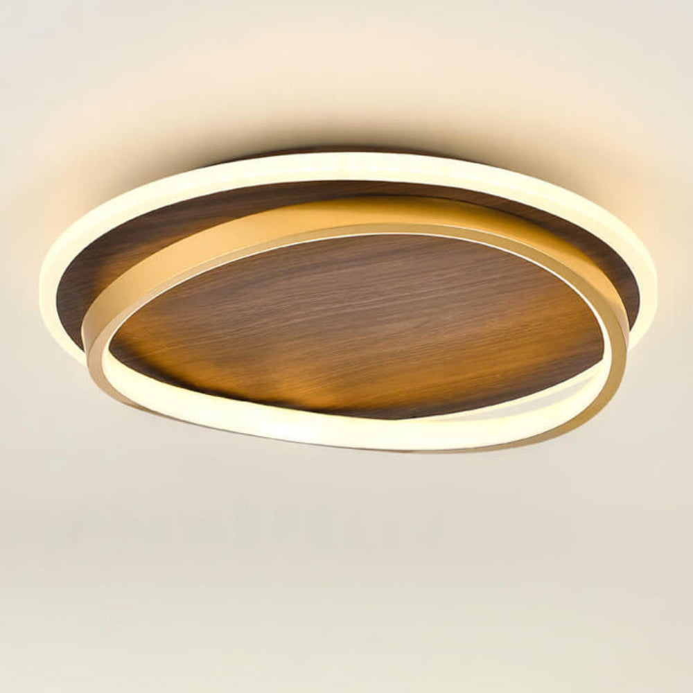 Light with Modern Ceiling LED Ring and Wood Effect Design for Atmospheric Lighting