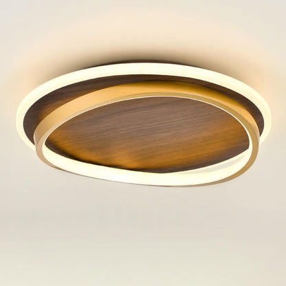 Light with Modern Ceiling LED Ring and Wood Effect Design for Atmospheric Lighting