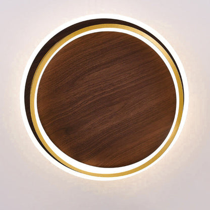Light with Modern Ceiling LED Ring and Wood Effect Design for Atmospheric Lighting