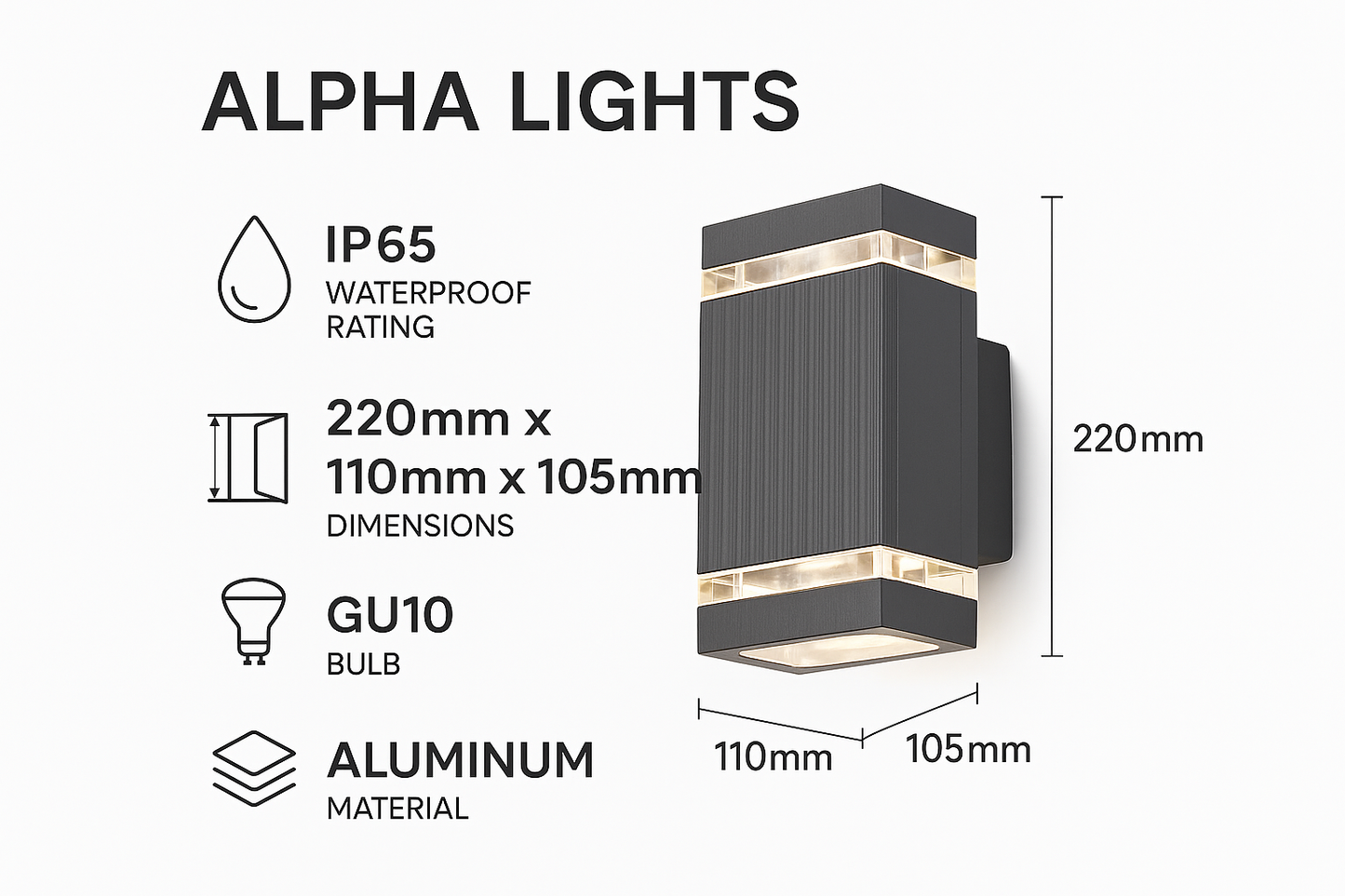 Light with Modern Outdoor Wall Up and Down Light and Weather-Resistant Design