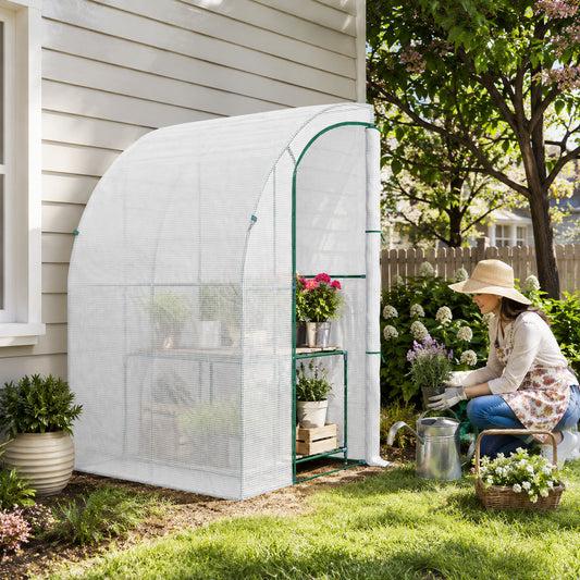 Lean-To Walk-In Greenhouse with PE Cover