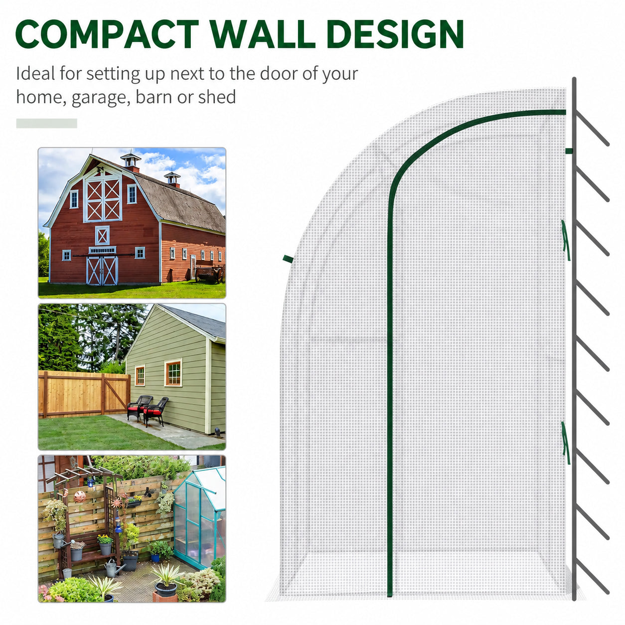 Lean-To Walk-In Greenhouse with PE Cover