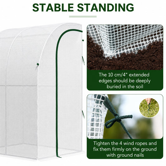 Lean-To Walk-In Greenhouse with PE Cover