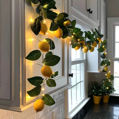 Decorative Light Garland with Green Branches and LED Lighting for Atmosphere