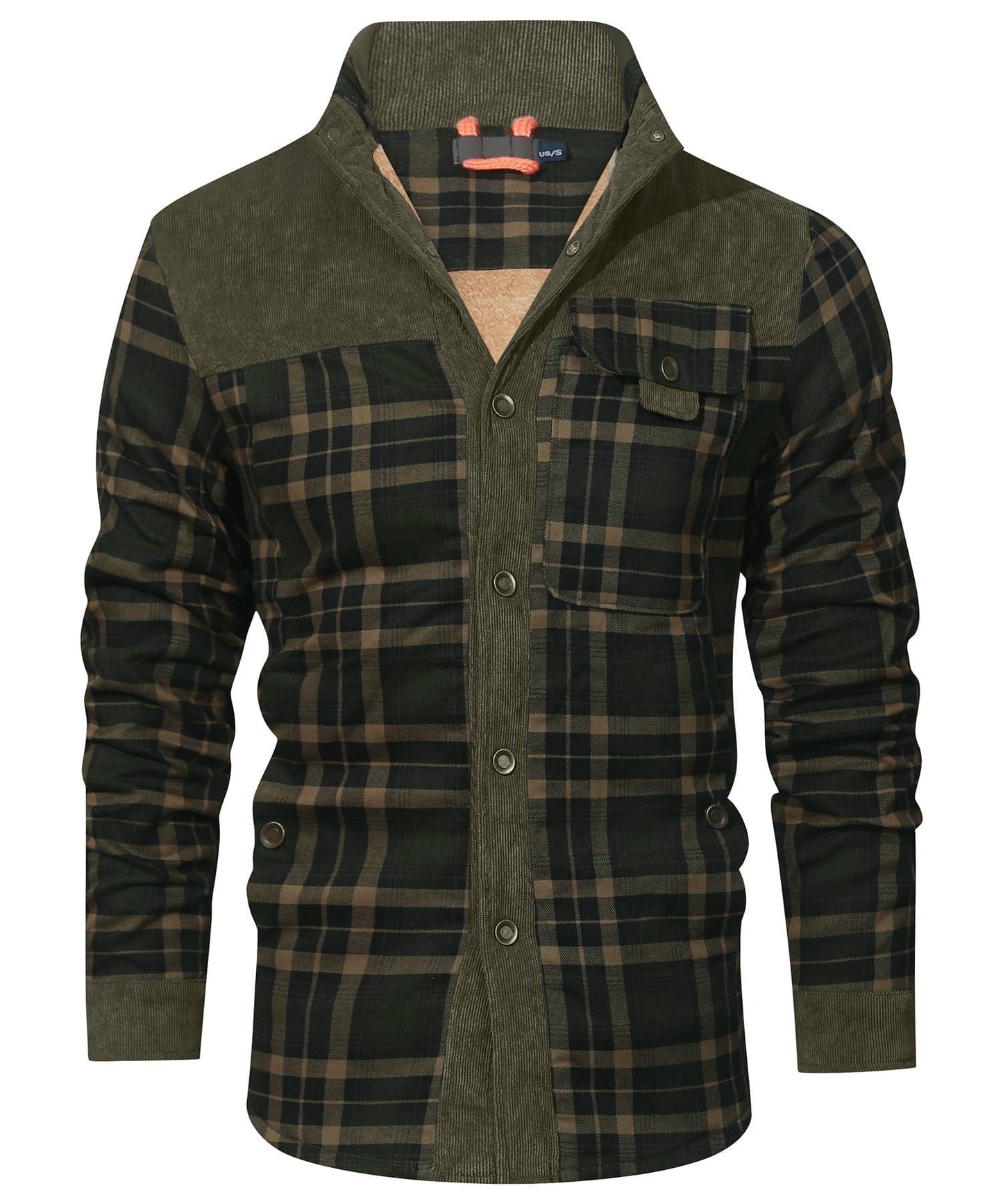 Robust Men's Flannel Coat with Faux Fur Lining for Warm, Durable and Protective