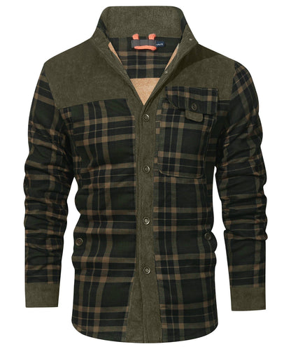 Robust Men's Flannel Coat with Faux Fur Lining for Warm, Durable and Protective