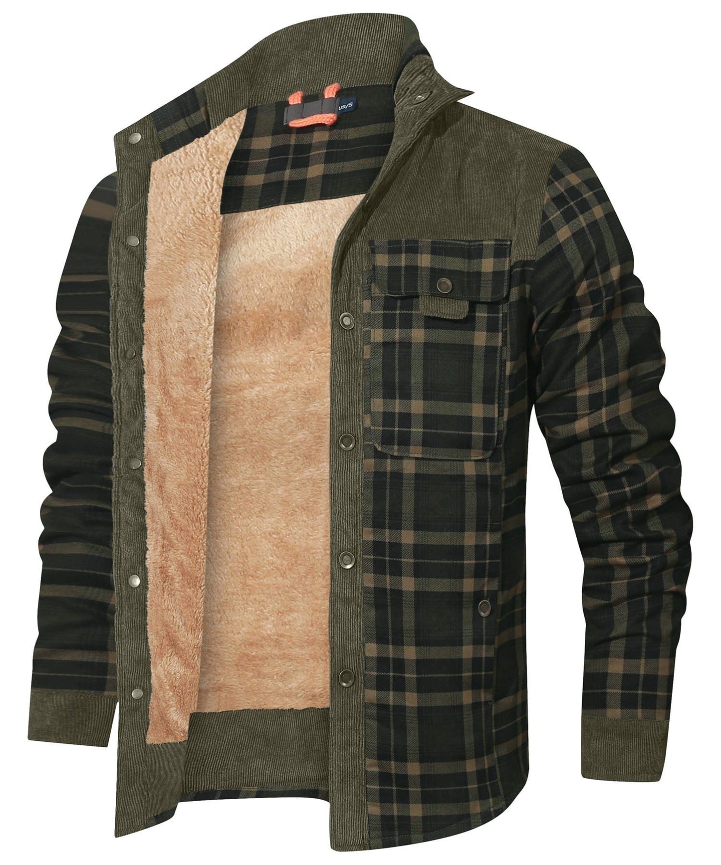 Robust Men's Flannel Coat with Faux Fur Lining for Warm, Durable and Protective