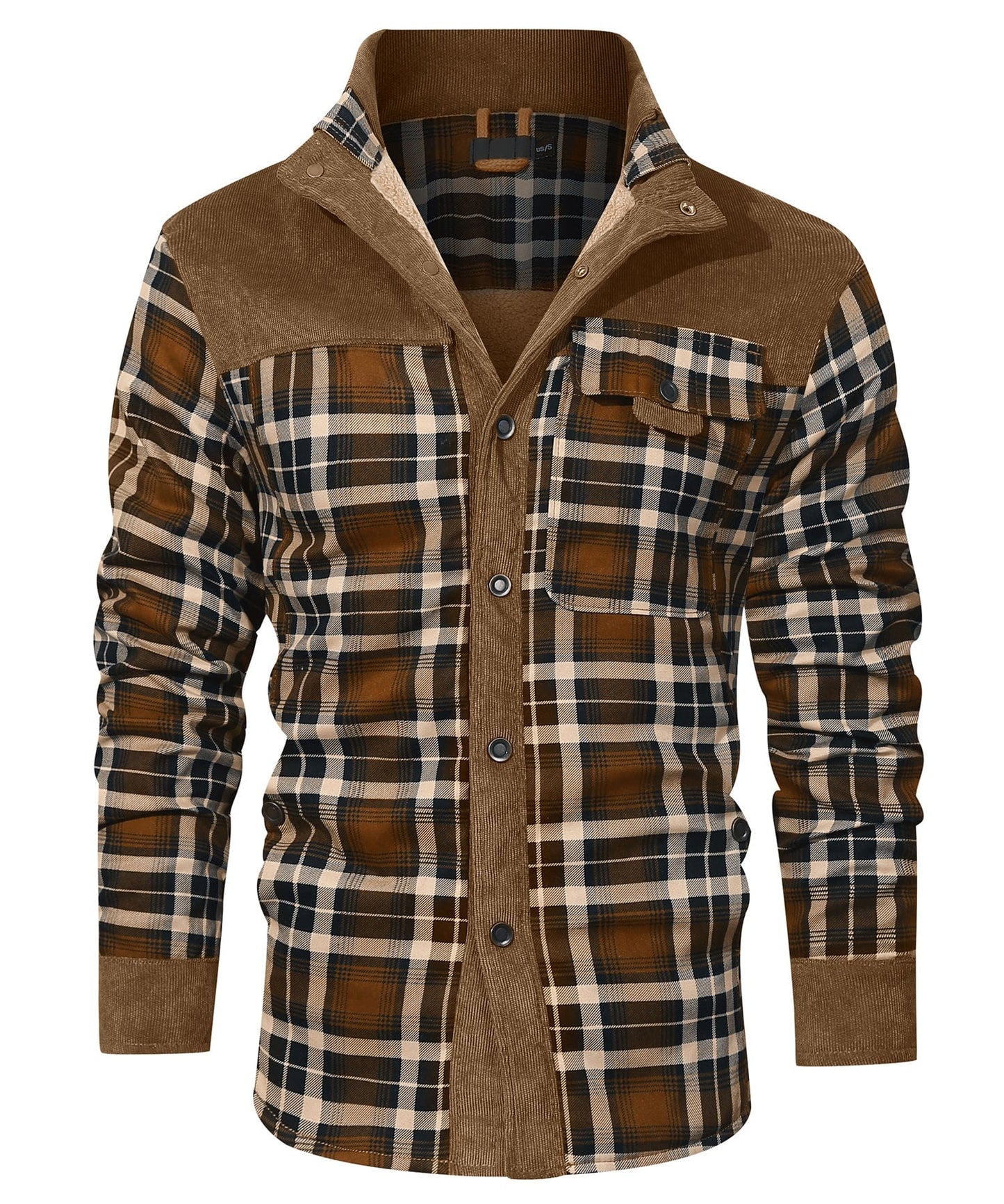 Robust Men's Flannel Coat with Faux Fur Lining for Warm, Durable and Protective