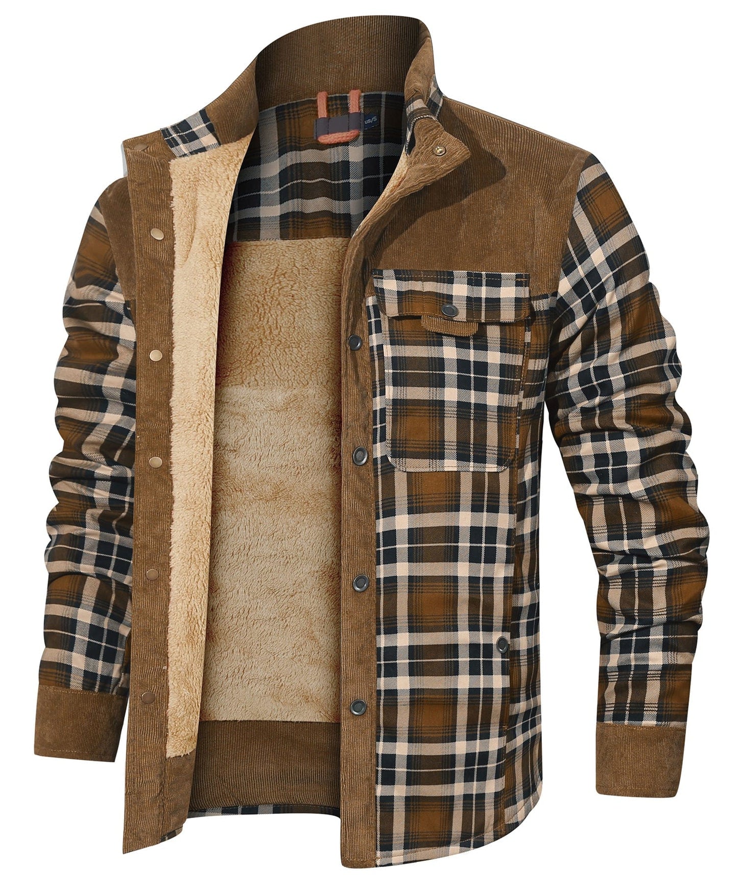 Robust Men's Flannel Coat with Faux Fur Lining for Warm, Durable and Protective
