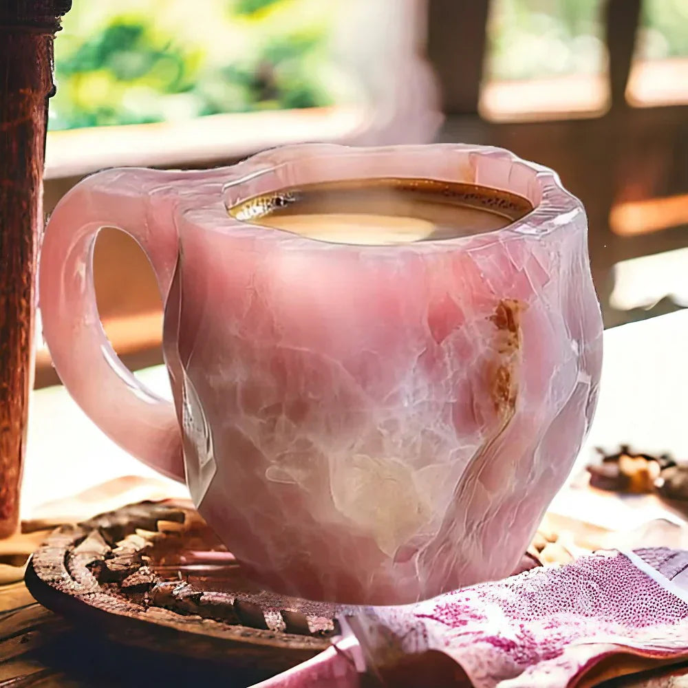 Mug Handmade Stone with Unique Crystal Design for an Enchanting Drinking Experience