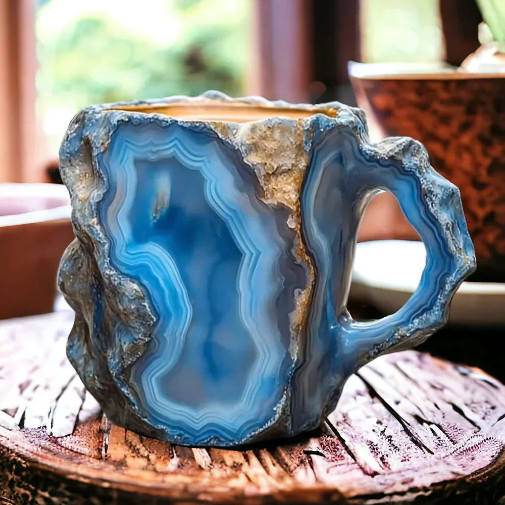 Mug Handmade Stone with Unique Crystal Design for an Enchanting Drinking Experience