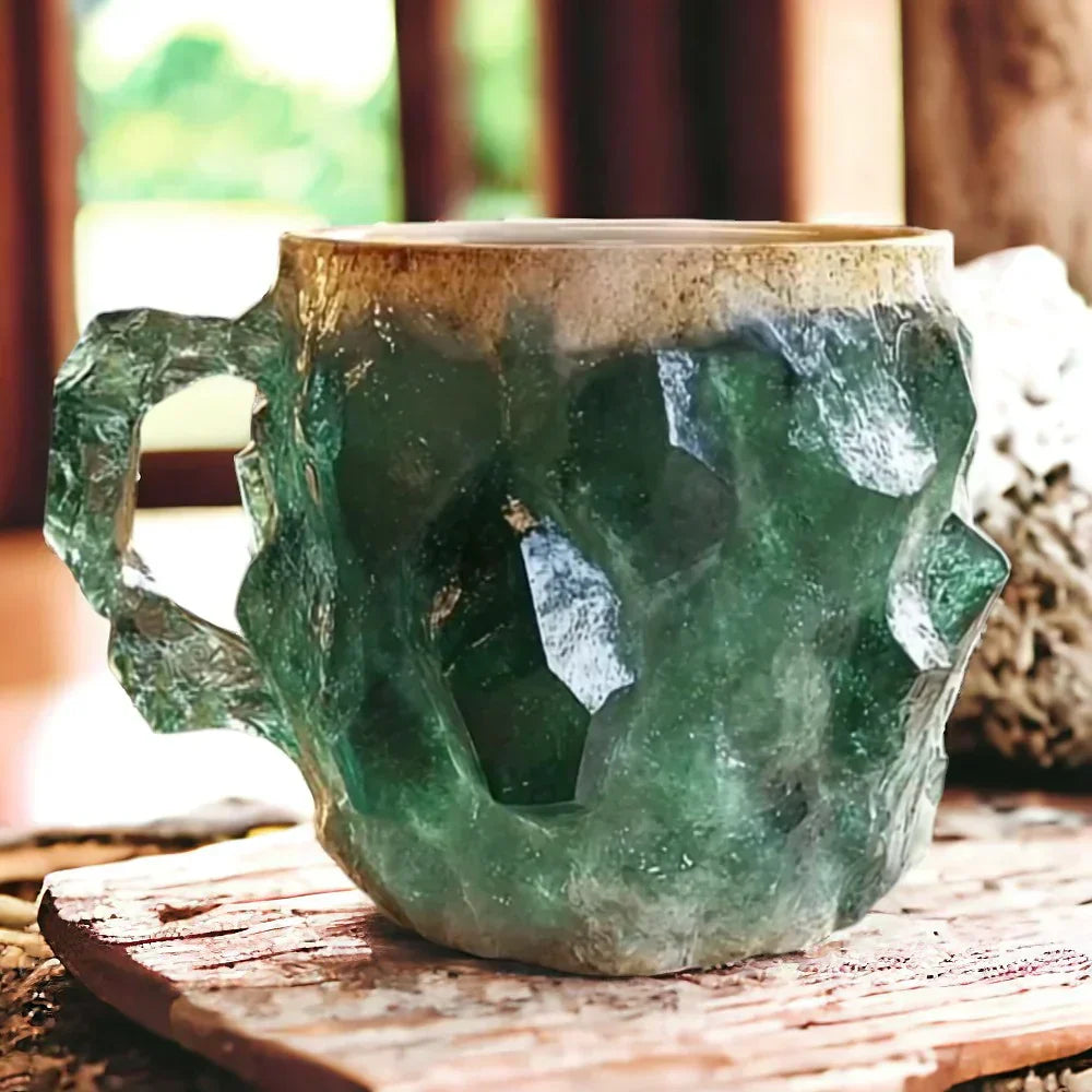 Mug Handmade Stone with Unique Crystal Design for an Enchanting Drinking Experience