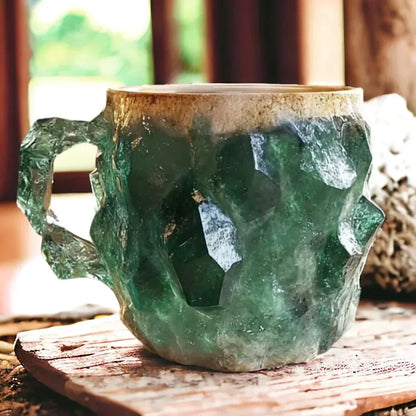 Mug Handmade Stone with Unique Crystal Design for an Enchanting Drinking Experience