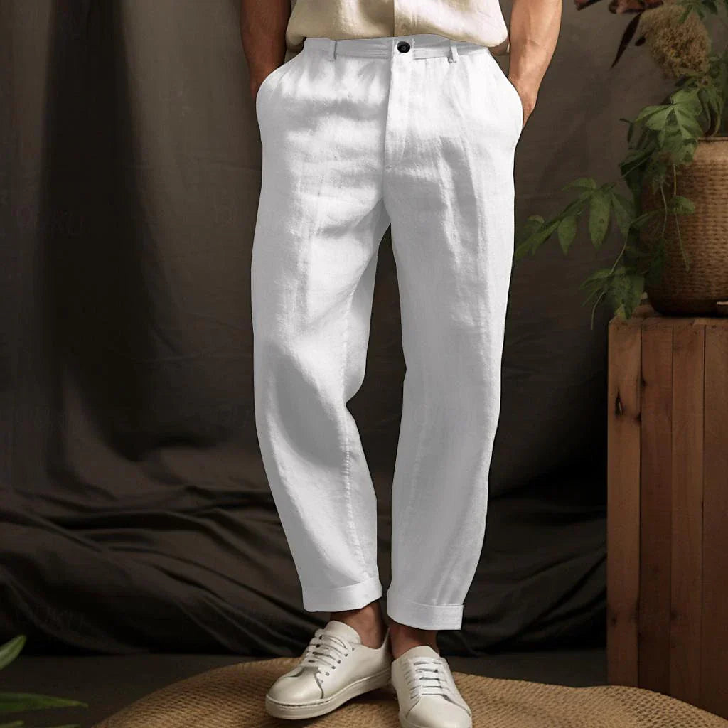Casual Linen Men's Trousers for Breathable Comfort with Timeless Appeal