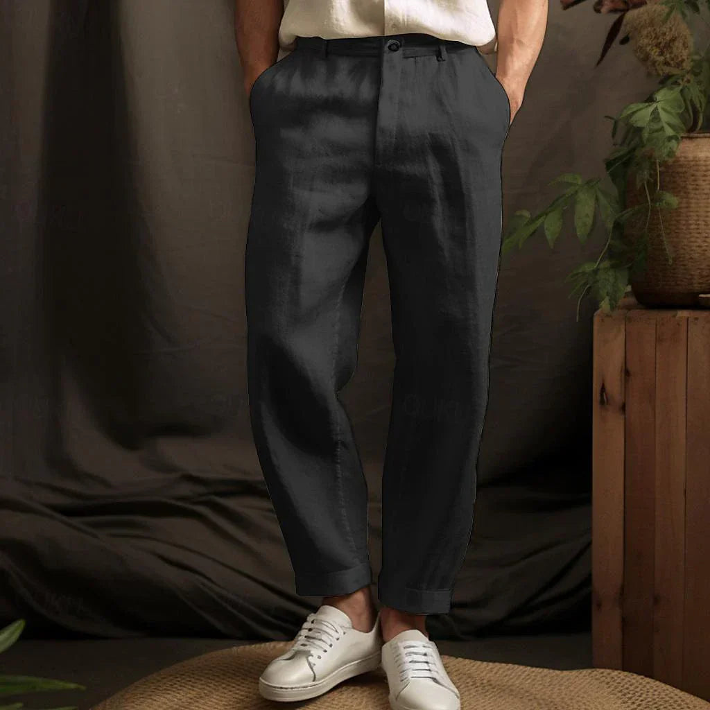 Casual Linen Men's Trousers for Breathable Comfort with Timeless Appeal
