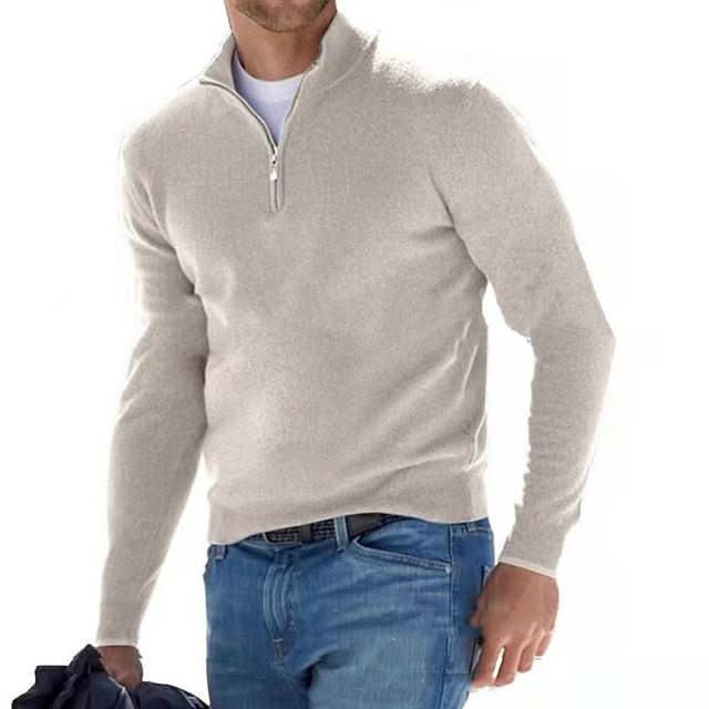 Men's Merino Wool Jumper with V-Neck and Zip with Comfortable, Breathable, and Stylish Design