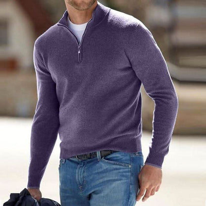 Men's Merino Wool Jumper with V-Neck and Zip with Comfortable, Breathable, and Stylish Design