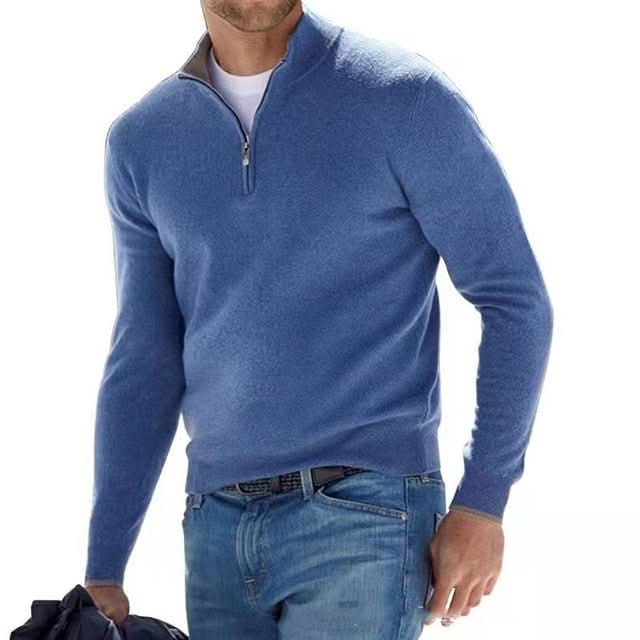 Men's Merino Wool Jumper with V-Neck and Zip with Comfortable, Breathable, and Stylish Design