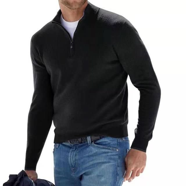 Men's Merino Wool Jumper with V-Neck and Zip with Comfortable, Breathable, and Stylish Design