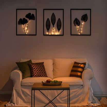 Light LED Wall Decoration Frames with Botanical Leaf Design and Warm