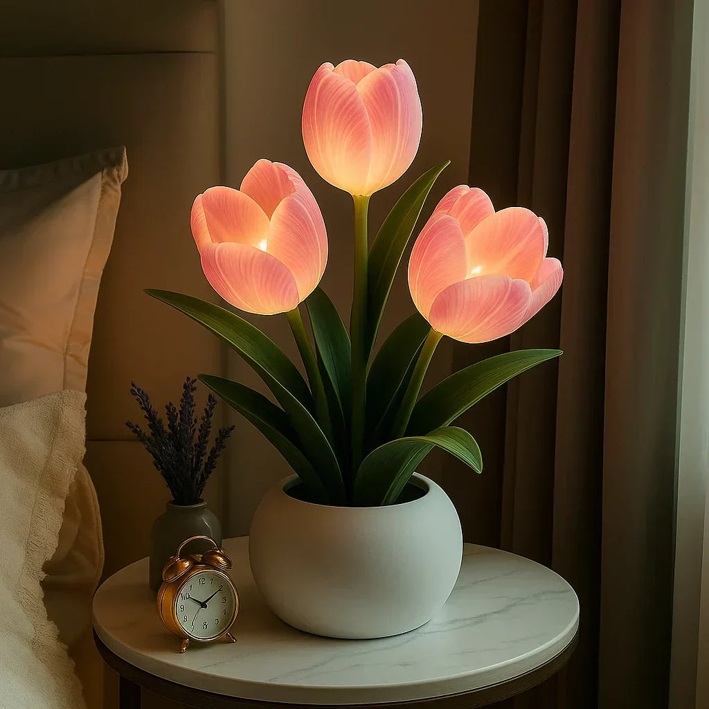 Light with Decorative Tulip LED Lamp with Warm and Dimmable Lighting