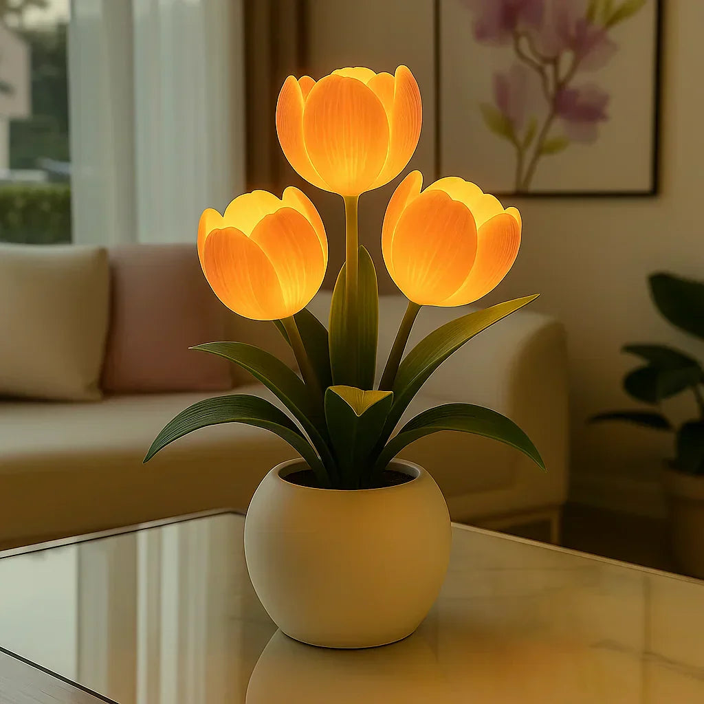 Light with Decorative Tulip LED Lamp with Warm and Dimmable Lighting