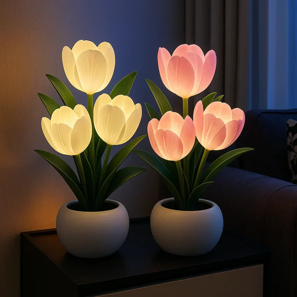 Light with Decorative Tulip LED Lamp with Warm and Dimmable Lighting