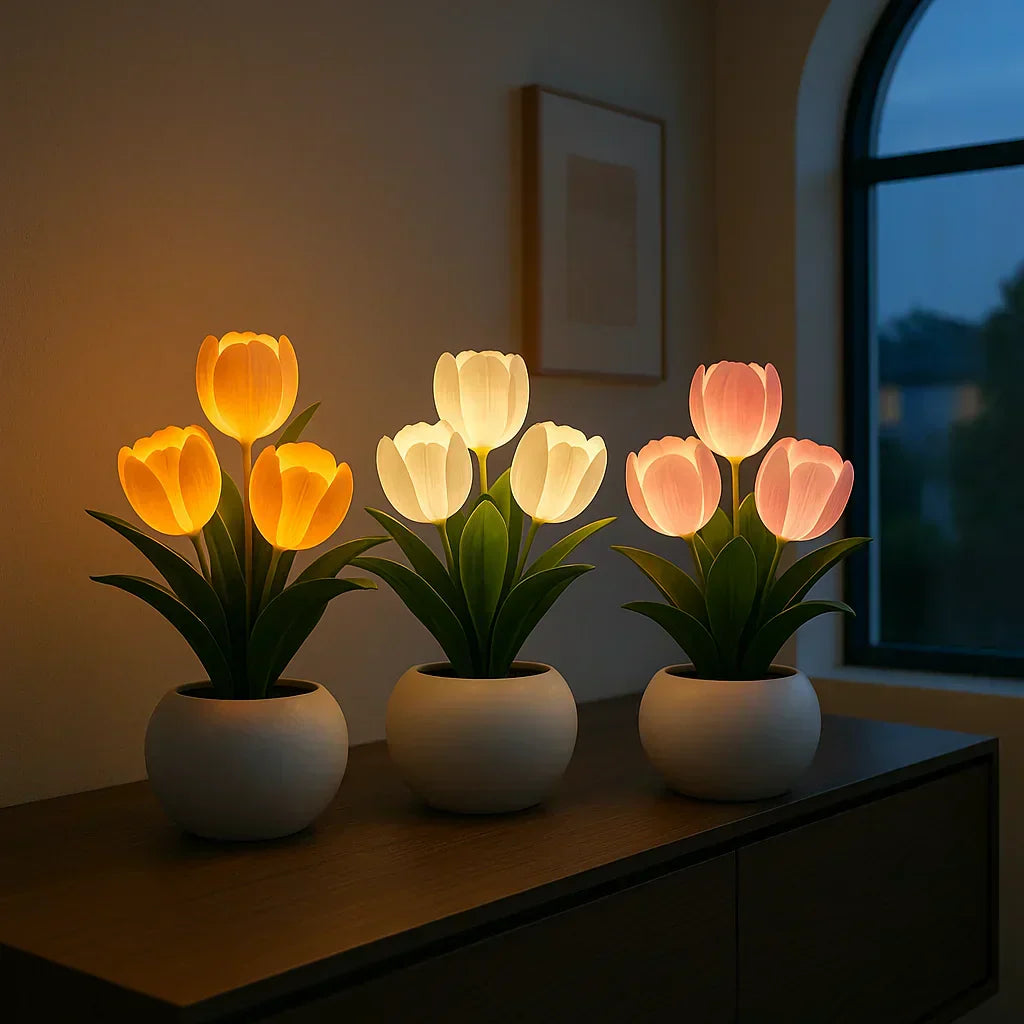 Light with Decorative Tulip LED Lamp with Warm and Dimmable Lighting
